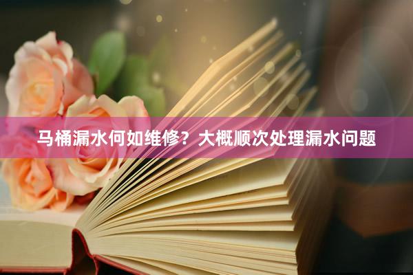 马桶漏水何如维修？大概顺次处理漏水问题